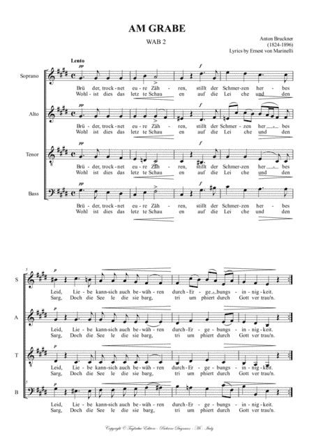 AM GRABE - WAB 2  - BRUCKNER - Arr. for SATB (arr. Renato Tagliabue)