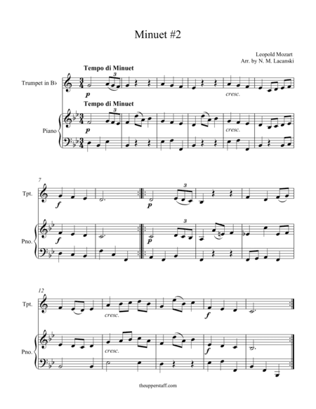 Minuet #2 (arr. Nick Lacanski)