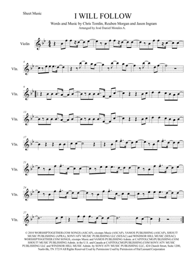 I Will Follow (arr. José Daniel Morales A.)