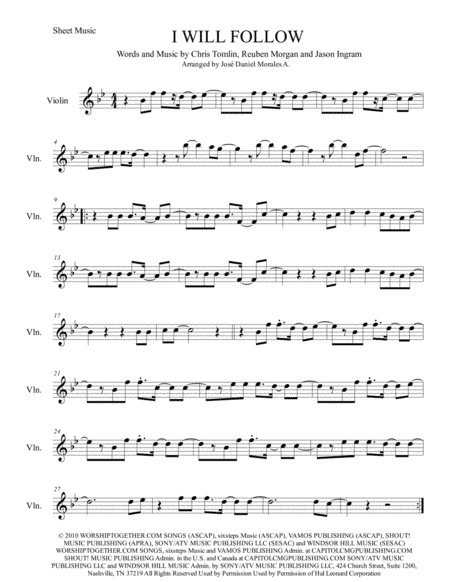 I Will Follow (arr. José Daniel Morales A.)