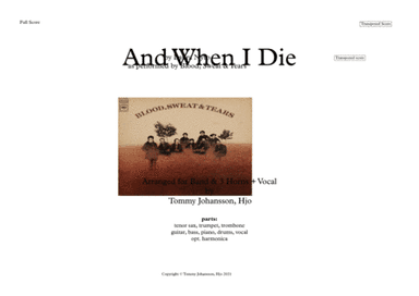 And When I Die (arr. Tommy Johansson, Hjo)