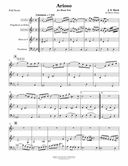 Arioso for Brass Trio (arr. Dunn, Bruce)
