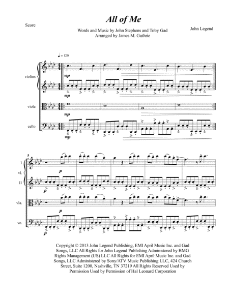 All Of Me (arr. James M. Guthrie, ASCAP)