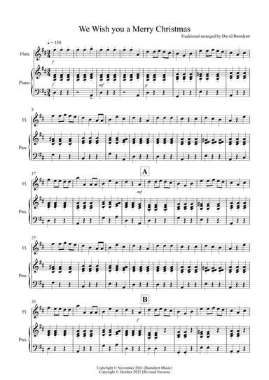 We Wish You a Merry Christmas for Flute and Piano (arr. David Burndrett)