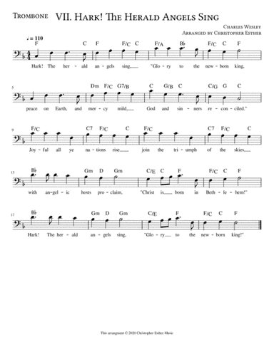Hark! The Herald Angles Sing for Trombone (arr. Christopher Esther)