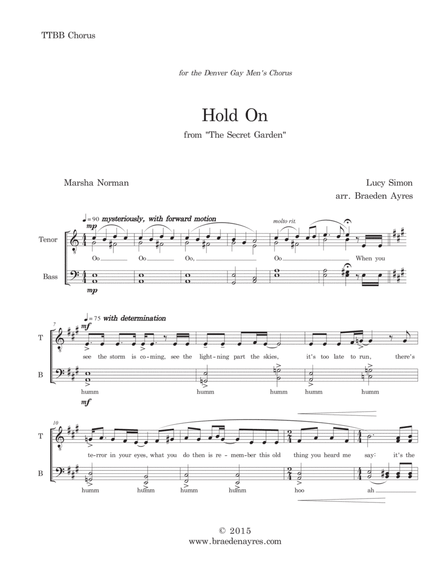 Hold On (arr. Braeden Ayres)