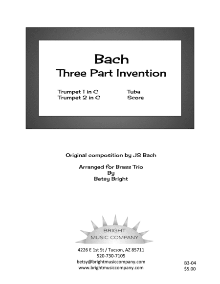 J.S. Bach:  Three Part Invention No. 8 (Two C trumpets + tuba) (arr. Betsy Bright)