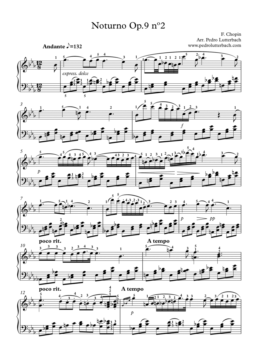 Nocturne Op.9 nº2 Chopin (arr. Pedro Lutterbach)