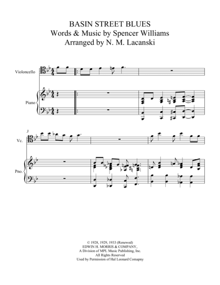 Basin Street Blues (arr. Nick Lacanski)
