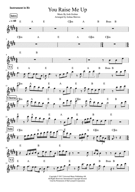 You Raise Me Up (arr. Joshua Shreves)