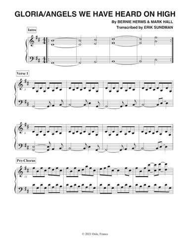 Gloria / Angels We Have Heard On High (arr. Erik Sundman)