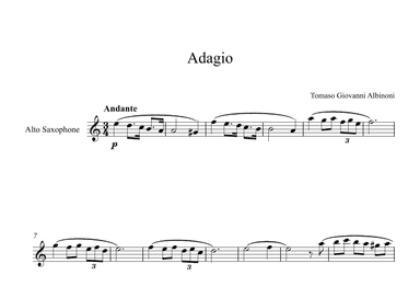 Adagio (In G Minor) - Tomaso Giovanni Albinoni (Alto Sax) (arr. Digital Book Music)