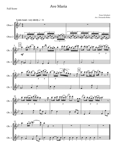 Ave Maria (Franz Schubert) for Oboe Duo (arr. Fernando Britto)