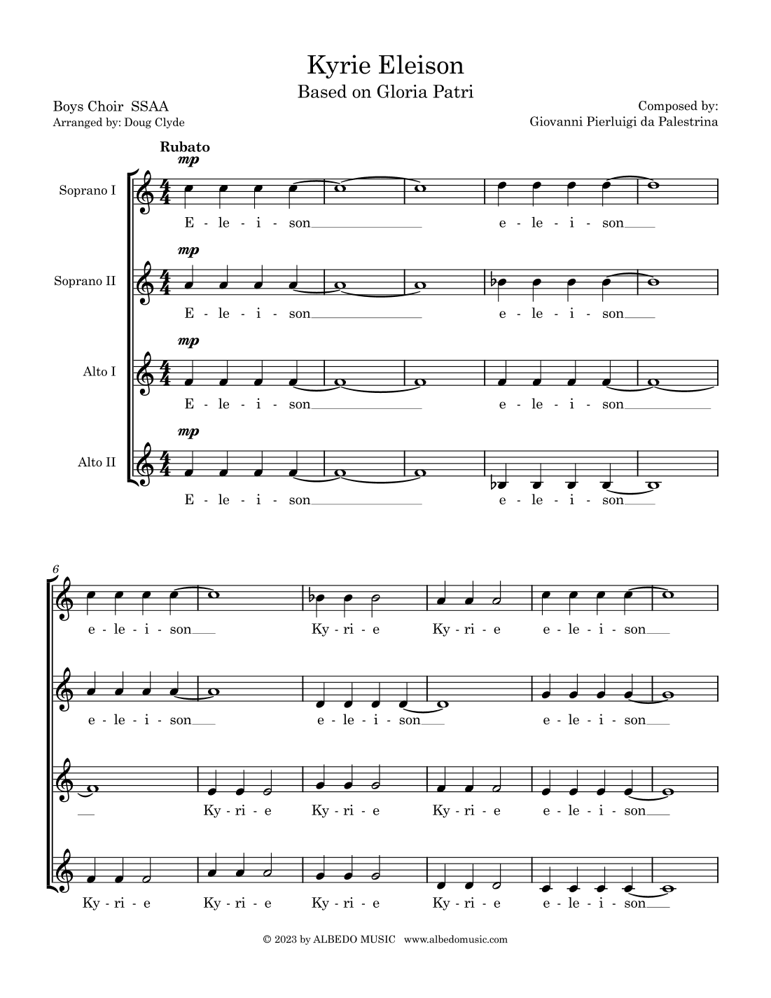 Kyrie Eleison Boys Choir SSAA (arr. Doug Clyde)