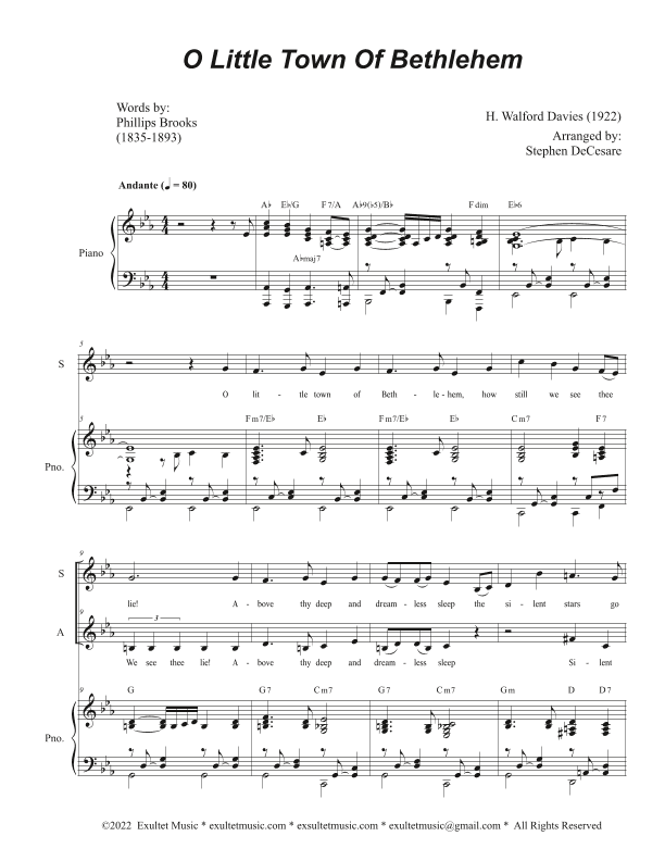 O Little Town Of Bethlehem (Duet for Soprano and Alto solo) (arr. Stephen DeCesare)