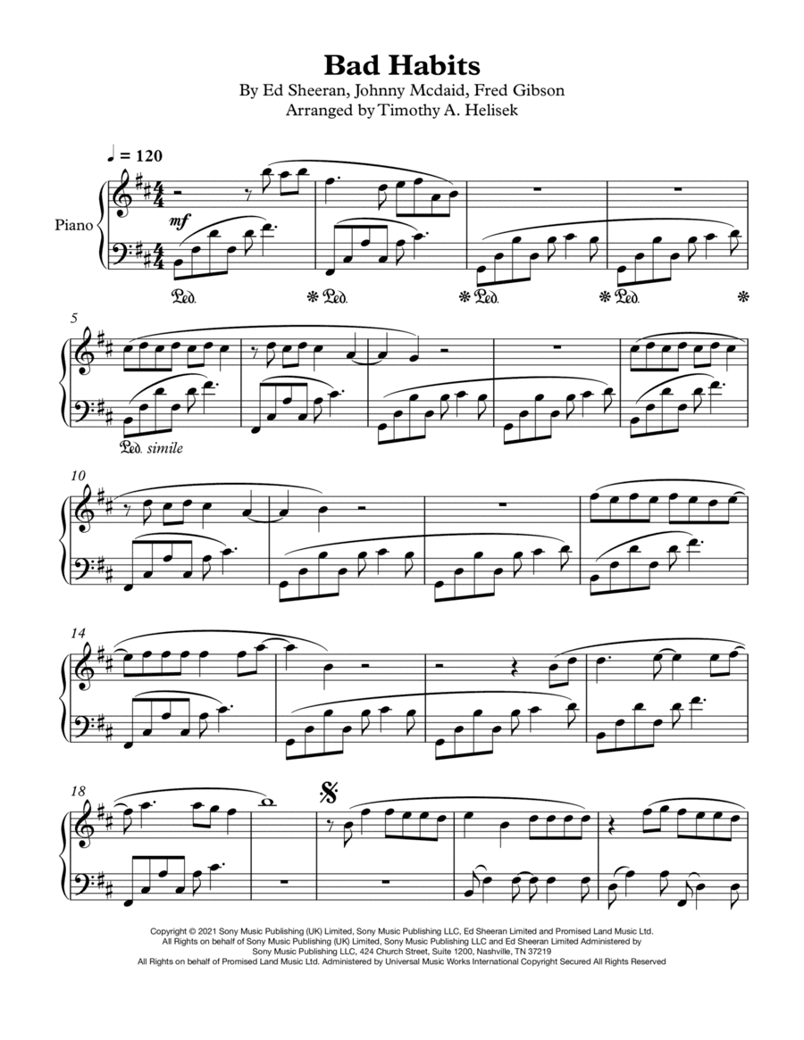 Bad Habits (arr. Timothy A. Helisek)
