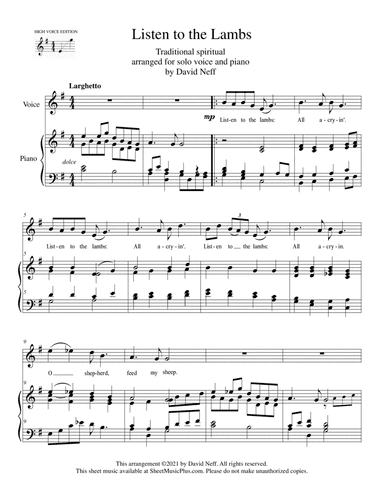 Listen to the Lambs (high-voice solo) (arr. David Neff)