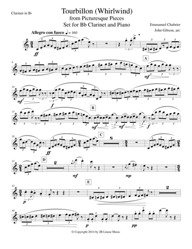 Whirlwind by Chabrier for clarinet solo with piano (arr. John Gibson)