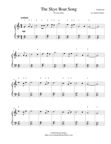 The Skye Boat Song - for easy piano (arr. Samuel Stokes)