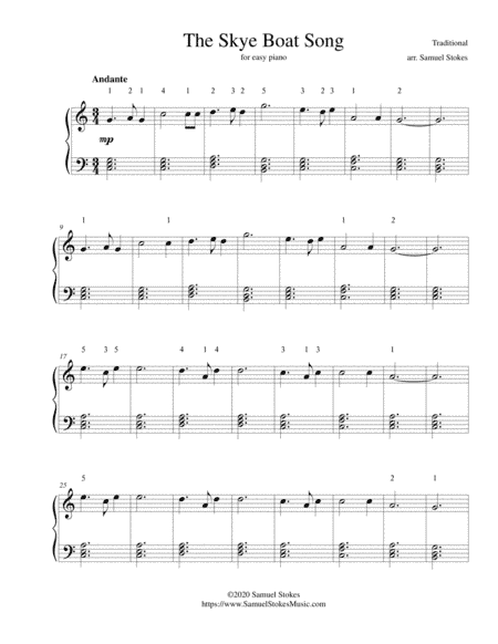 The Skye Boat Song - for easy piano (arr. Samuel Stokes)
