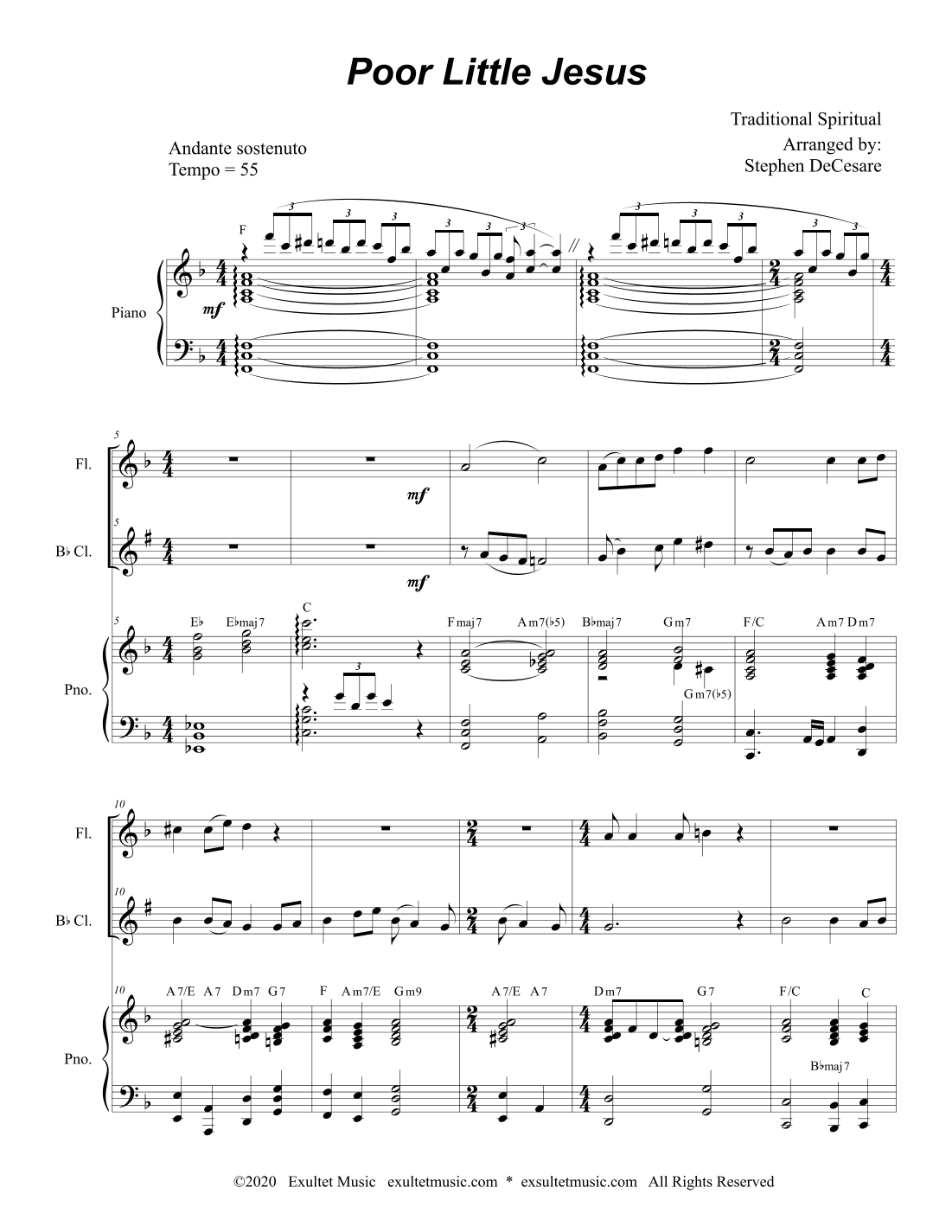 Poor Little Jesus (Duet for Flute and Bb-Clarinet) (arr. Stephen DeCesare)