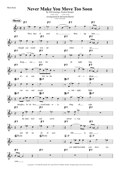 Never Make Your Move Too Soon (arr. Bernardo Bernal Hidalgo)