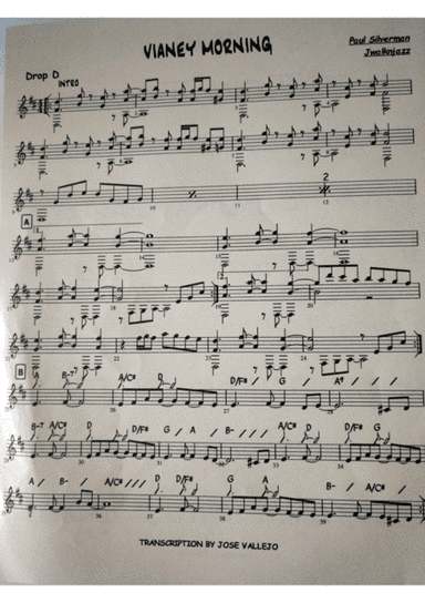 Vianey Morning, guitar solo lead sheet