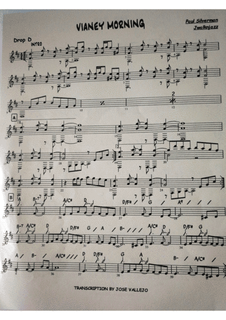 Vianey Morning, guitar solo lead sheet
