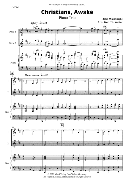Christians, Awake, Salute The Happy Morn (arr. Gert Th. Walter)