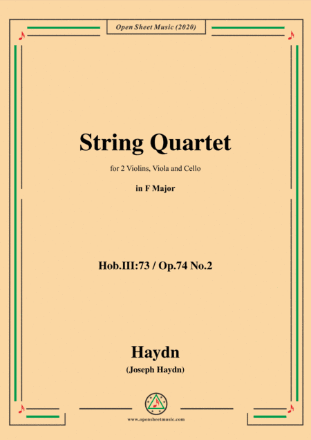 Haydn-String Quartet in F Major,Hob.III 73,Op.74 No.2 (arr. MSM)