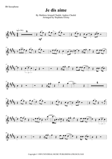 Je Dis Aime (arr. Stephane ELSINY)