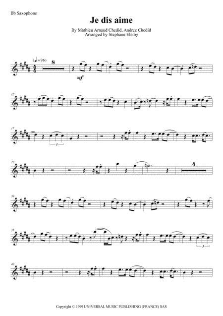 Je Dis Aime (arr. Stephane ELSINY)