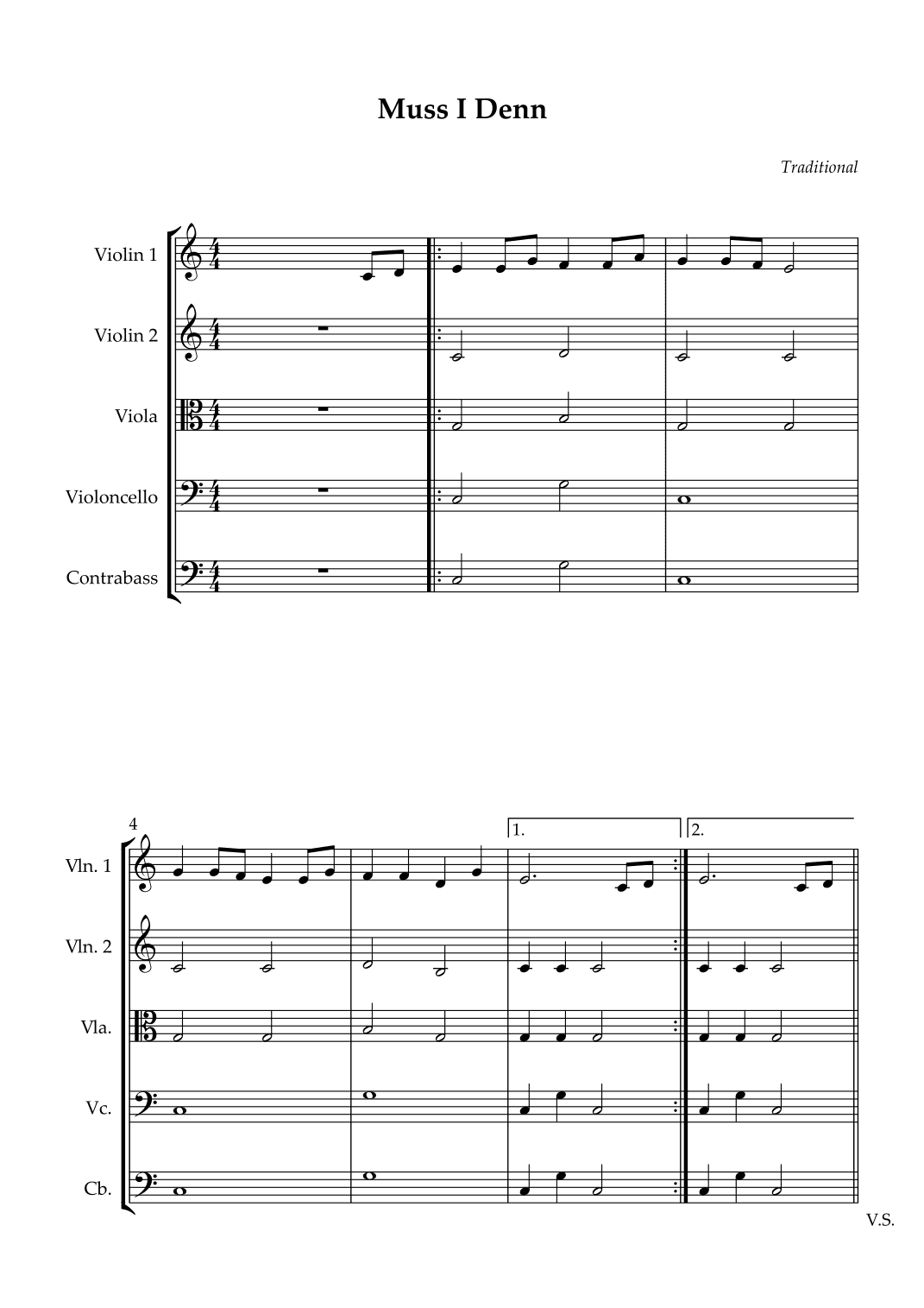 String Quintet - Muss I Denn (Easy) (arr. Wesley S. SIlva)
