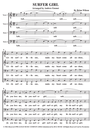 Surfer Girl (arr. Andrew Emmet)