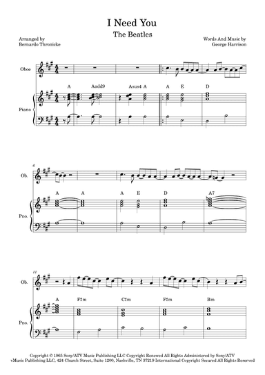 I Need You (arr. Bernardo Thronicke)