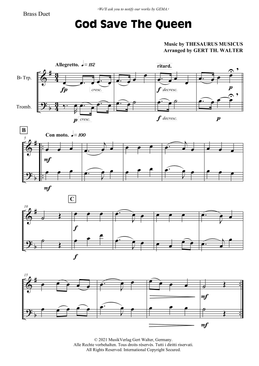 God Save The Queen (arr. Gert Th. Walter)