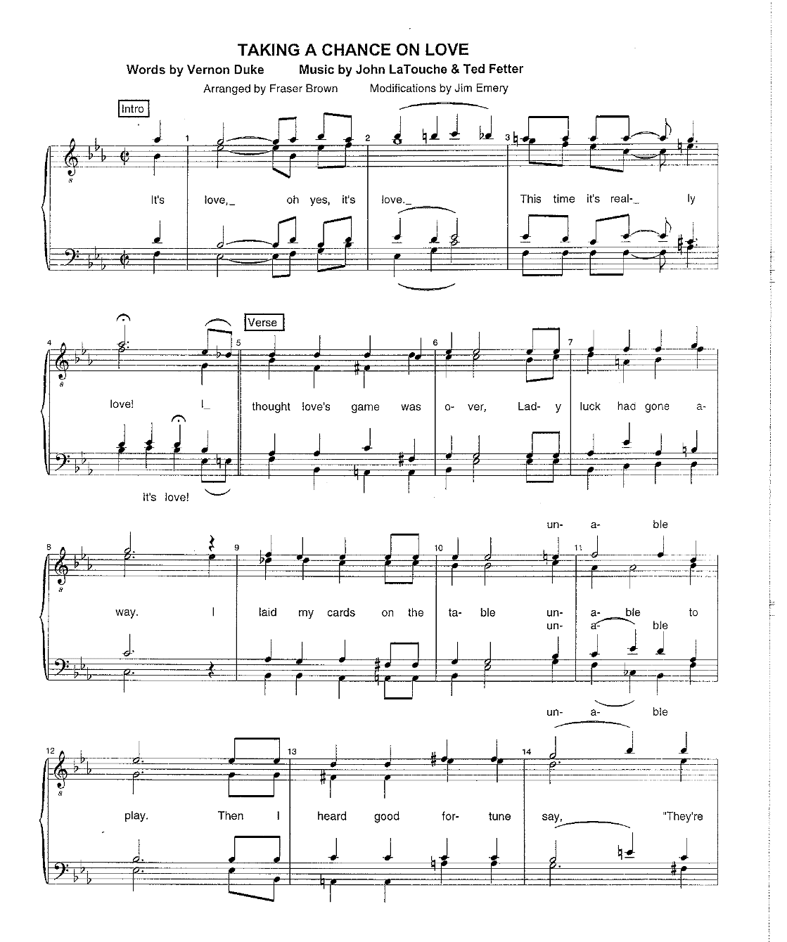 Taking A Chance On Love (arr. Fraser Brown)