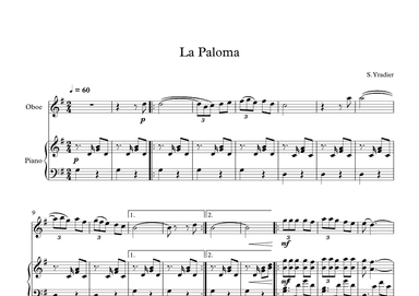 La Paloma - Sebastian Yradier (Oboe + Piano) (arr. Digital Book Music)