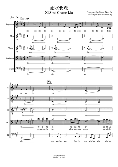 细水长流 (Xi Shui Chang Liu) by 梁文福 (Liang Wen Fu) for A Cappella (arr. Amanda Ong)