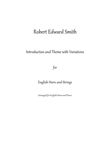 Introduction and Theme with Variations for English Horn with Piano accompaniment