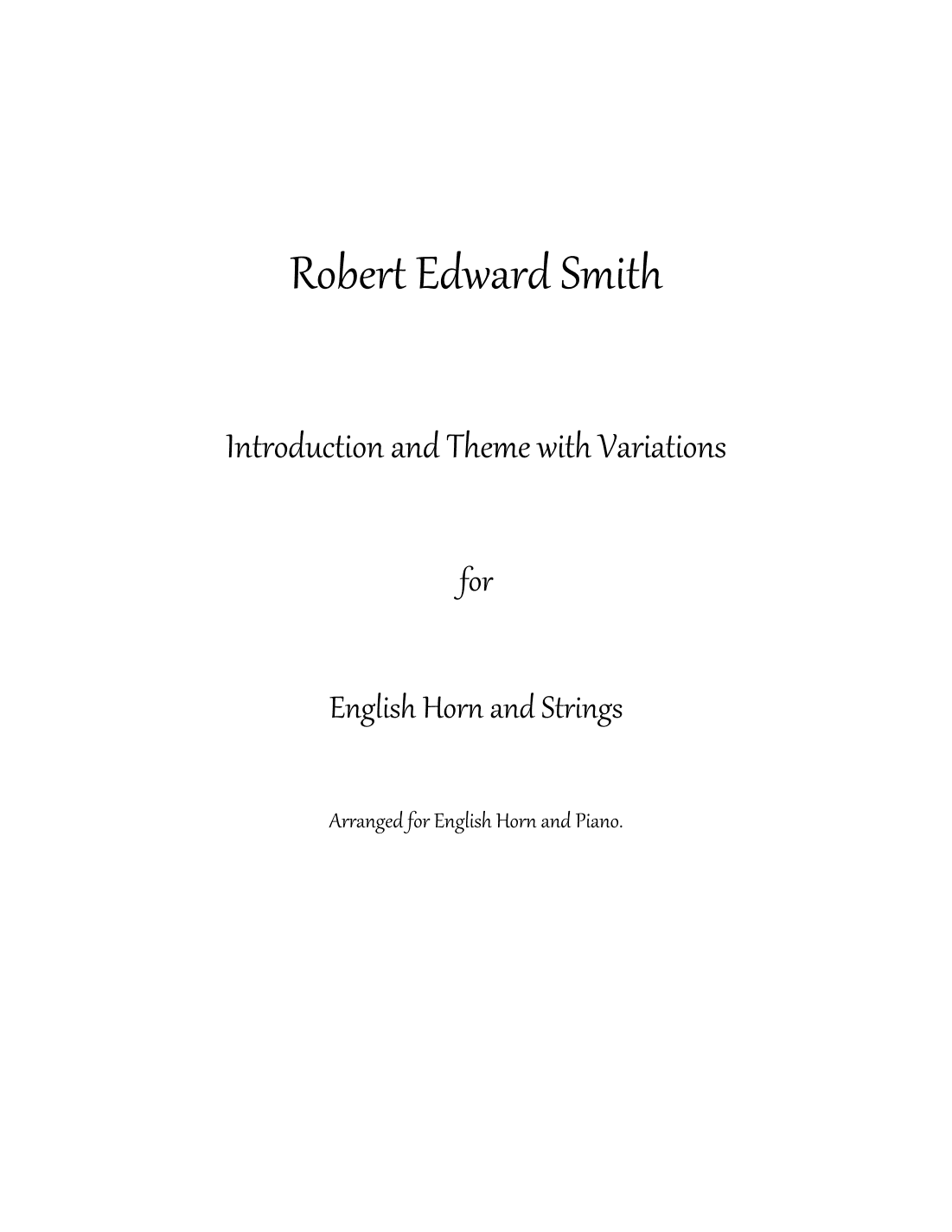 Introduction and Theme with Variations for English Horn with Piano accompaniment