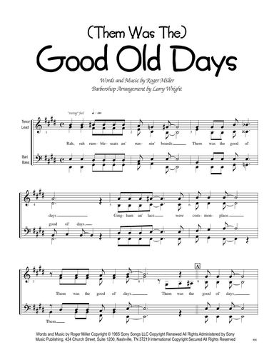 Good Old Days (arr. Larry Wright)
