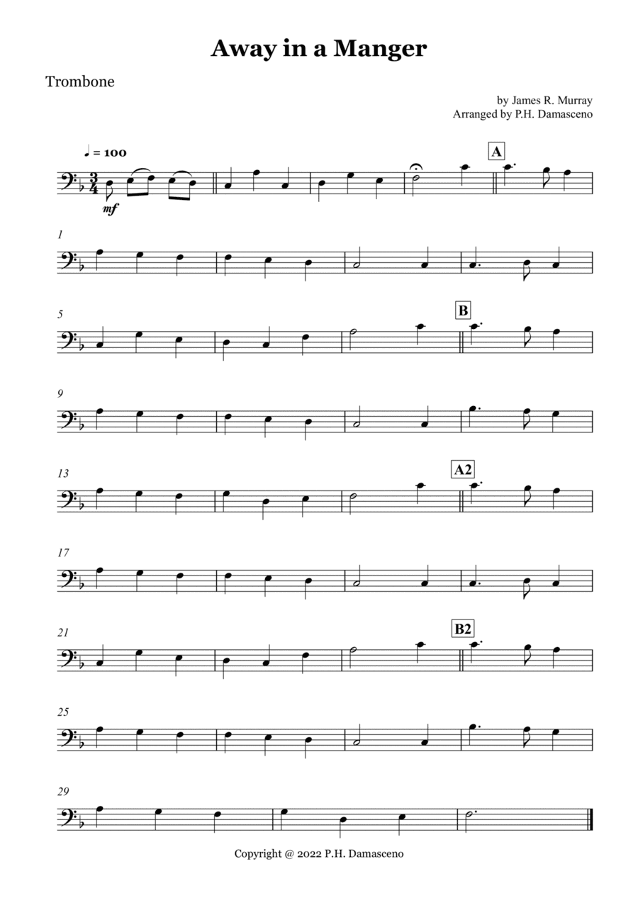 Away in a Manger - Trombone Solo (arr. P.H. Damasceno)