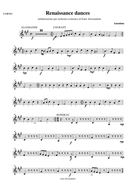 Renaissance dances (only Horn) (arr. Ester Alessandrini)