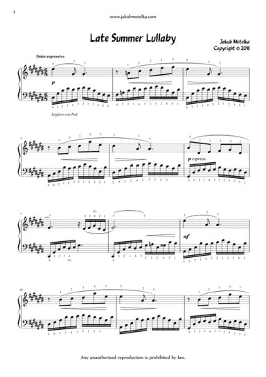 Jakub Metelka - Late Summer Lullaby PDF
