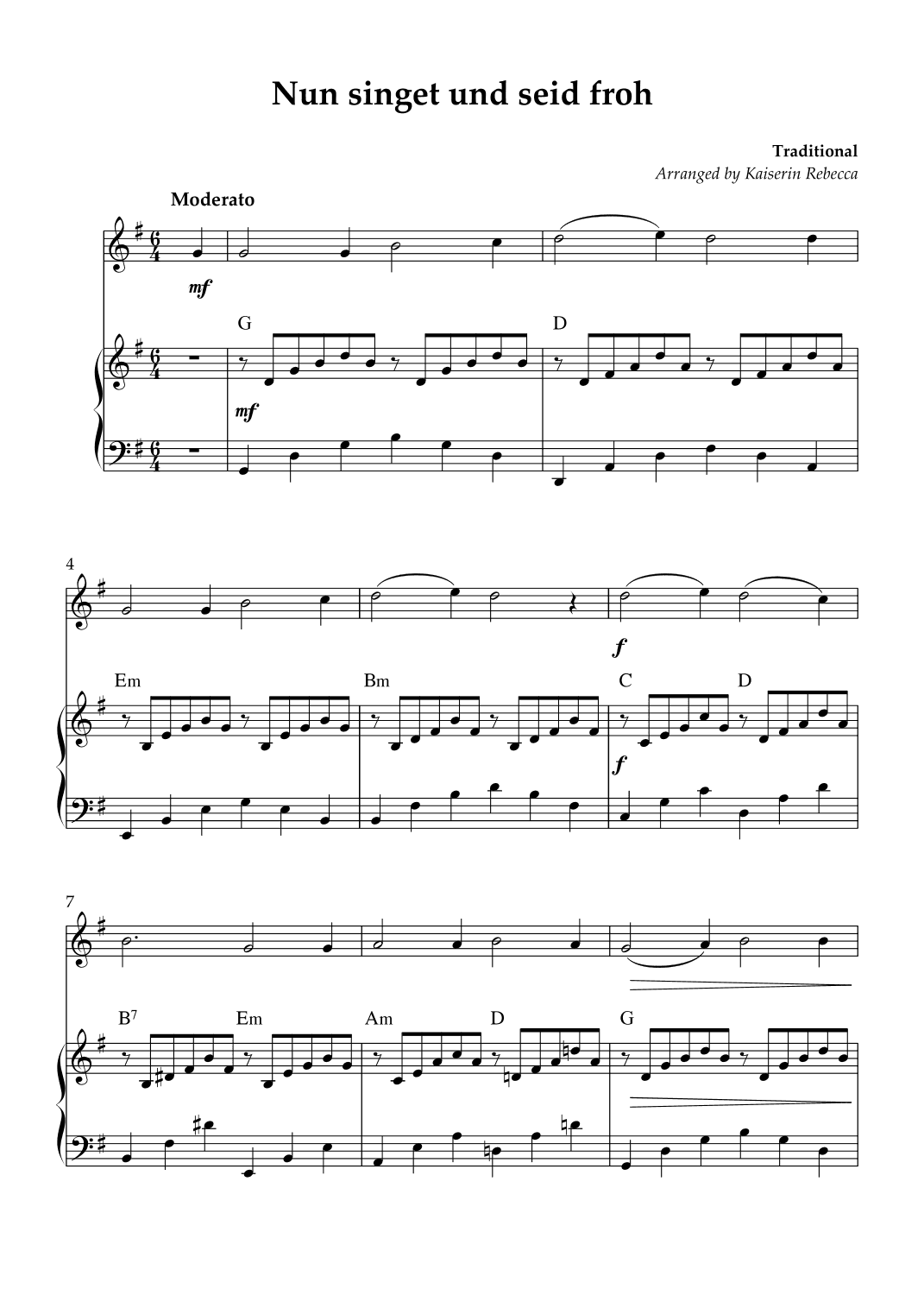 Nun singet und seid froh (arr. Kaiserin Rebecca)