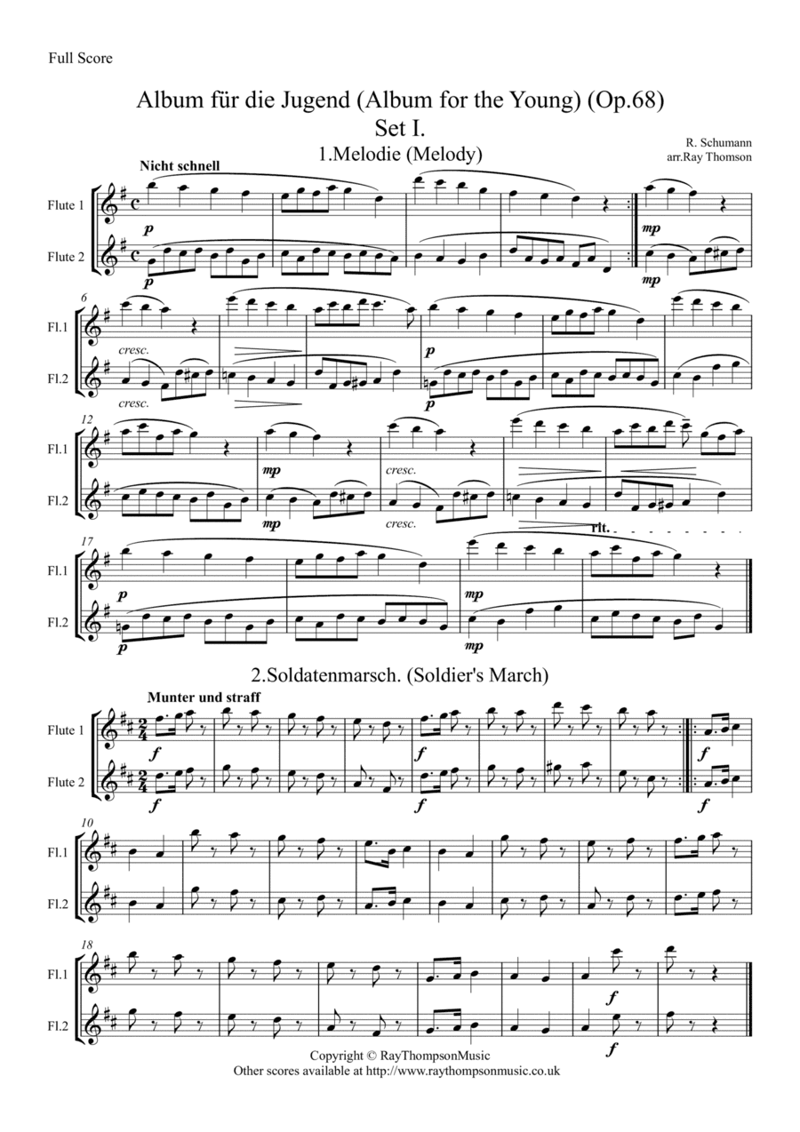 Schumann: A Selection of Pieces from Album for the Young - flute duet (arr. Ray Thompson)