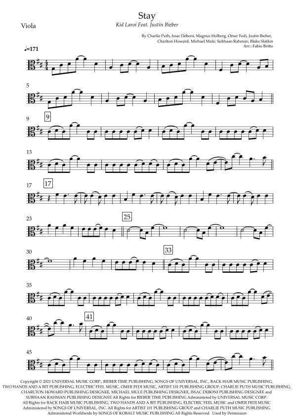 Stay (arr. Fabio Britto)
