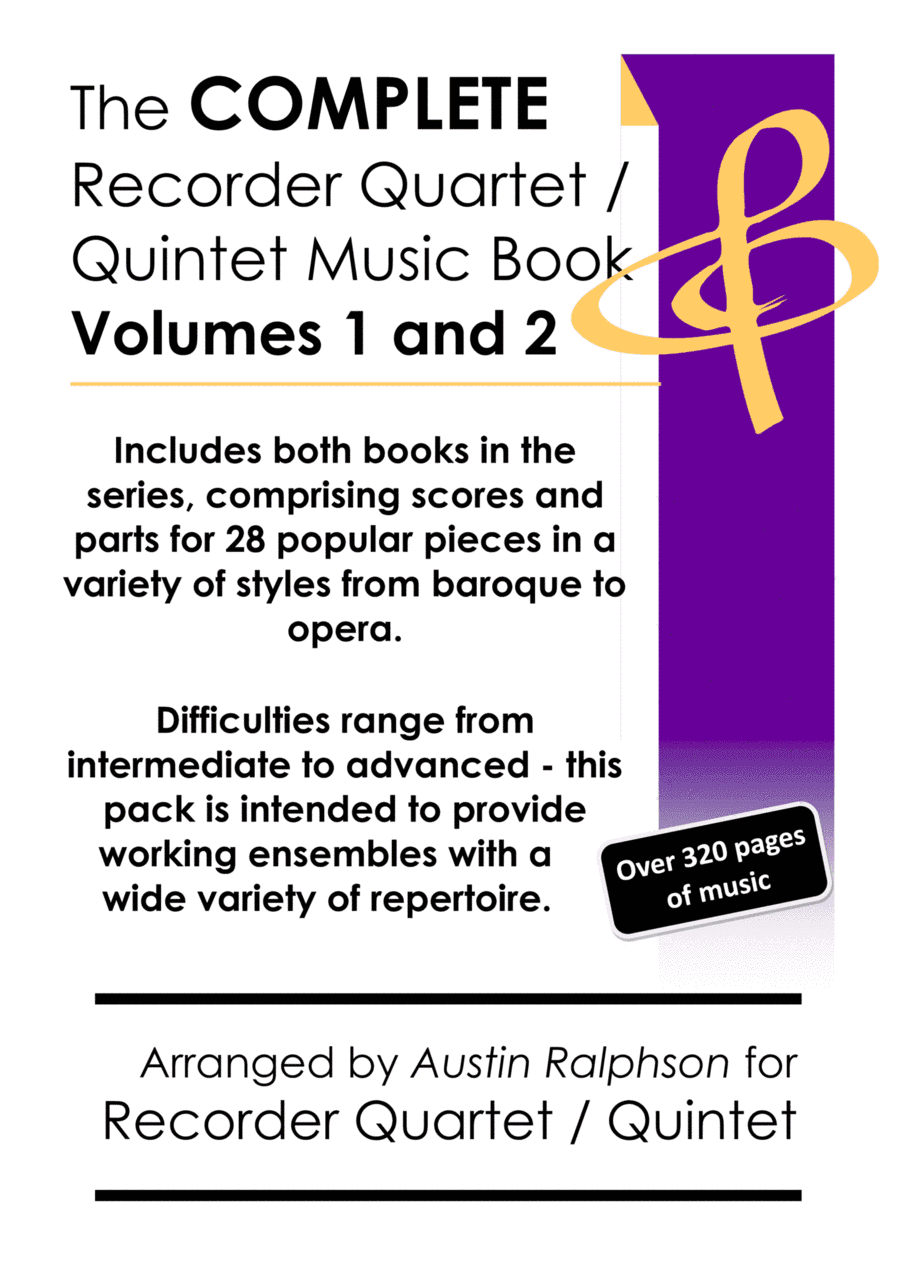 COMPLETE recorder quartet / quintet music mega-bundle book - 28 essential pieces (volumes 1 + 2) (arr. Austin Ralphson)