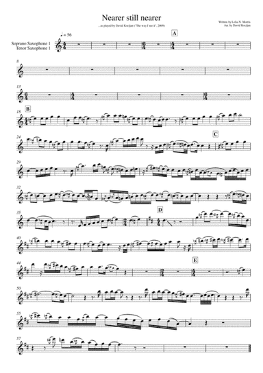 Nearer still nearer - duet (soprano sax or tenor sax) (arr. David Kocijan)